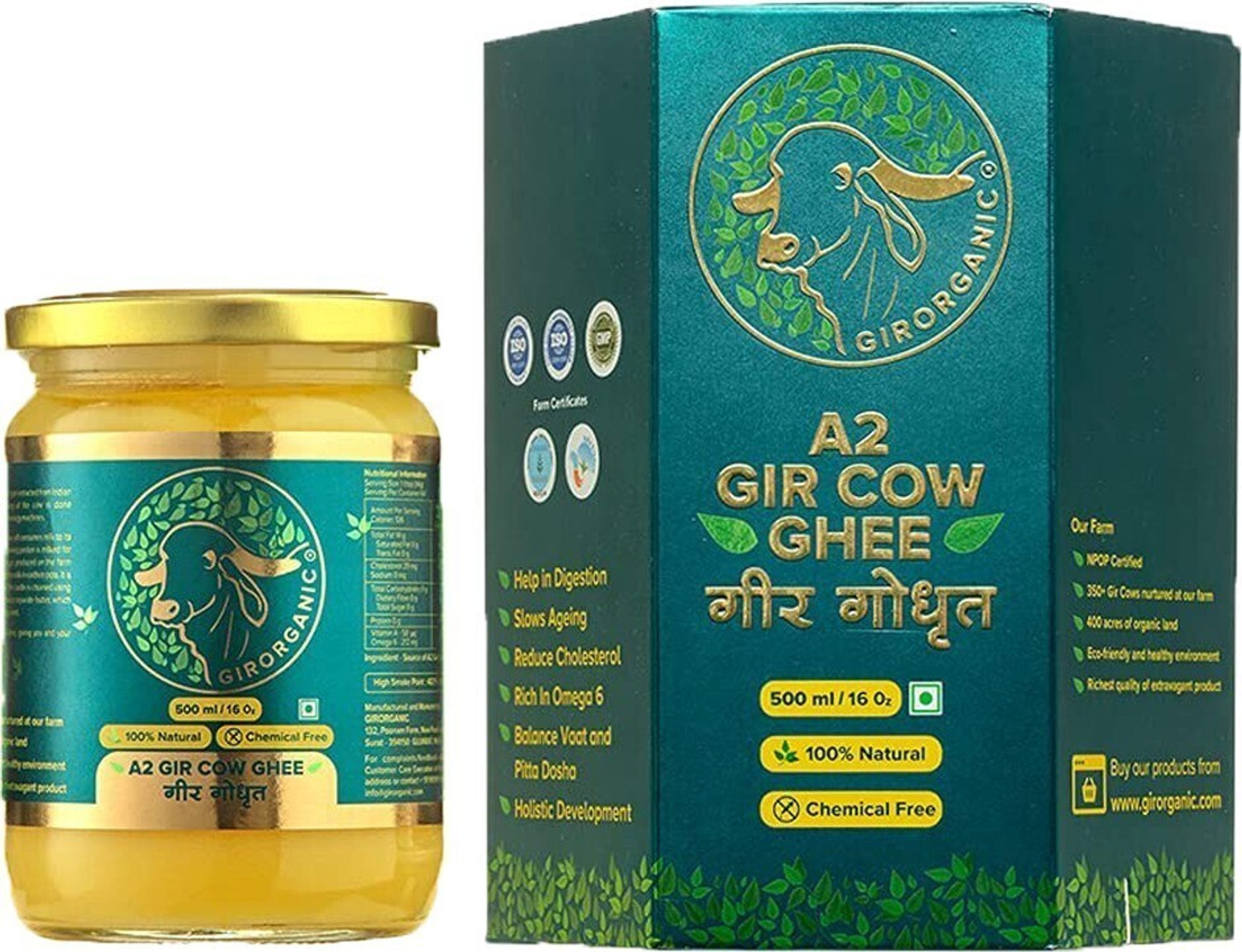 GIRORGANIC GIR COW GHEE 500 ML Ghee 500 ml Glass Bottle