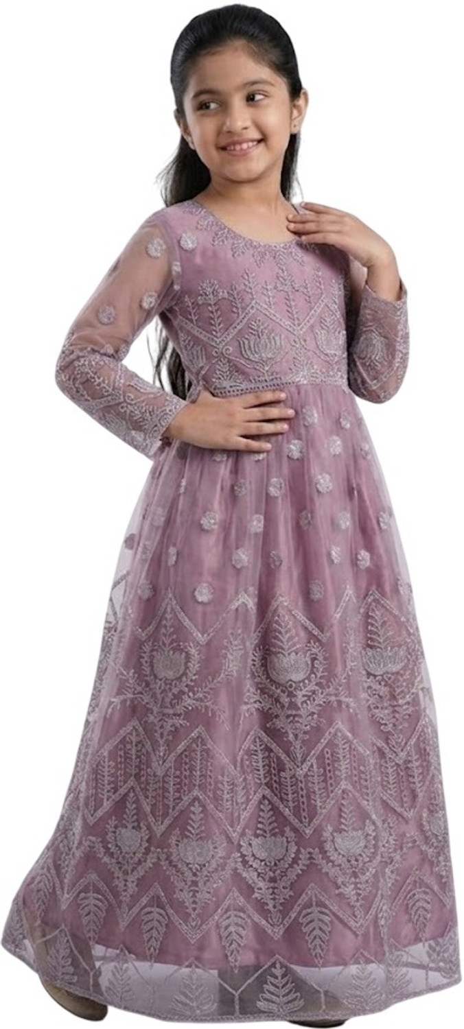Image of Hipposippo Girls Below Knee Party Dress (Purple, Sleeveless)