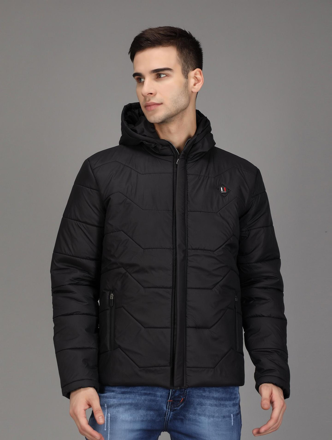 Full Sleeve Solid Men Quilted Jacket