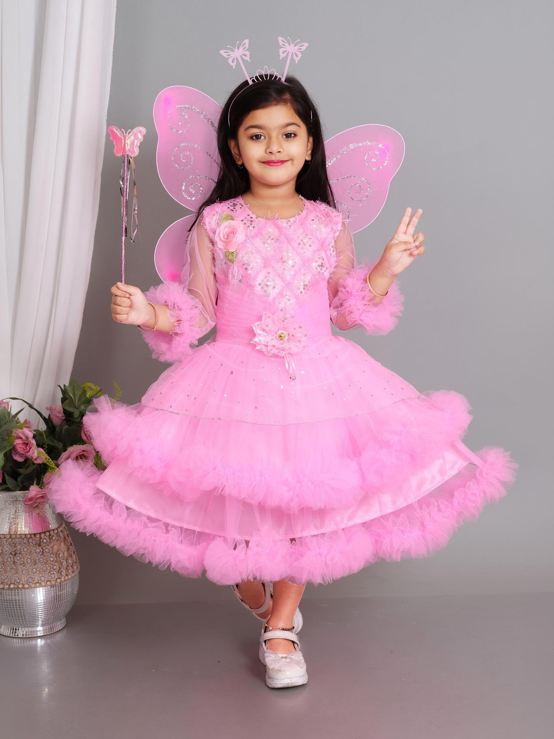 Image of Hipposippo Girls Below Knee Party Dress (Purple, Sleeveless)