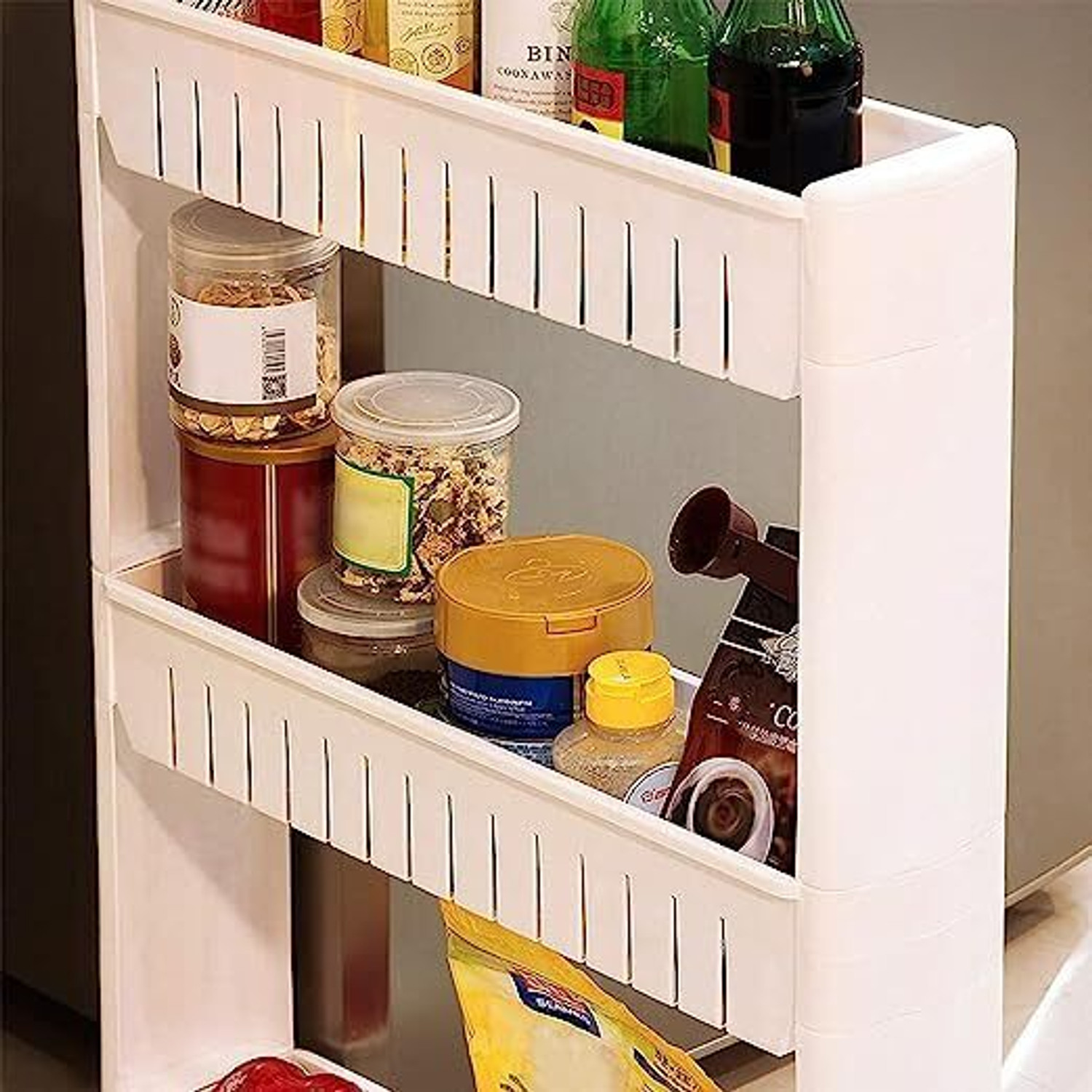 Image of BRANTOX 4 Tier Slim Multipurpose Storage Rack Trolley Plastic Storage Rack For Kitchen Plastic Kitchen Trolley (DIY(Do-It-Yourself))