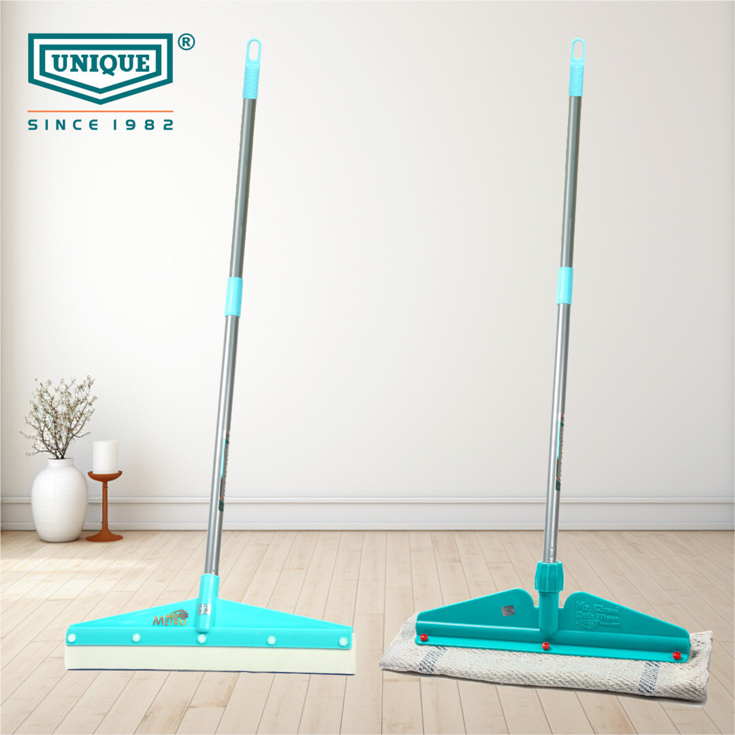 Image of UNIQUE broom with dustpan| long dust pan handle /Sweepy Bathroom wiper for home cleaning Floor Wiper (Multicolor)