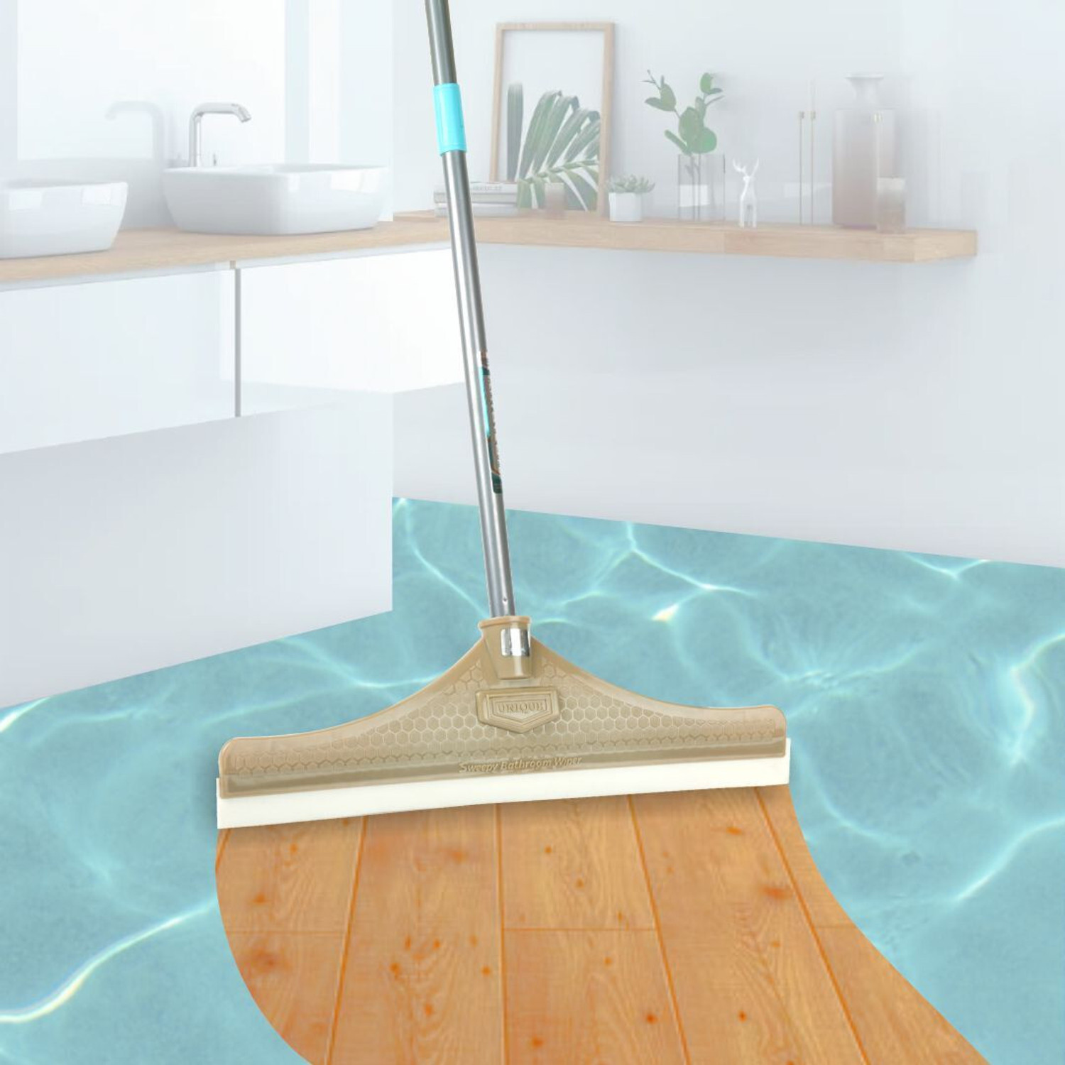 Image of UNIQUE broom with dustpan| long dust pan handle /Sweepy Bathroom wiper for home cleaning Floor Wiper (Multicolor)