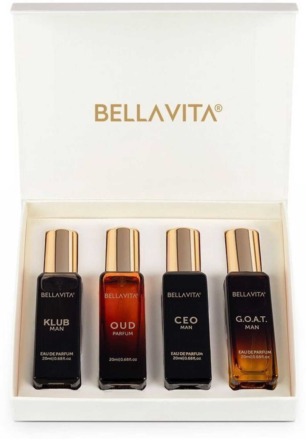 Bella Vita Organic Men's Perfume Gift Set 4x20ml - 80ml Luxury Scent