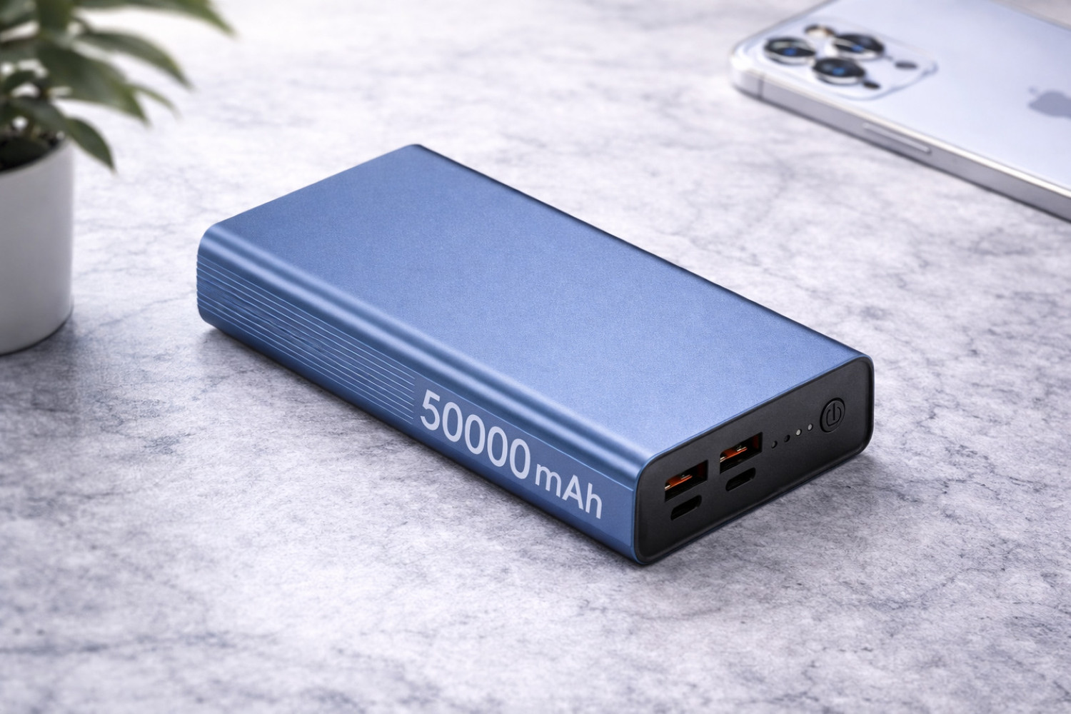 Image of AMYTEL 50000 mAh 65 W Compact Power Bank (Blue, Lithium-ion, Fast Charging for Mobile, Smartwatch, Speaker, Tablet, Trimmer)