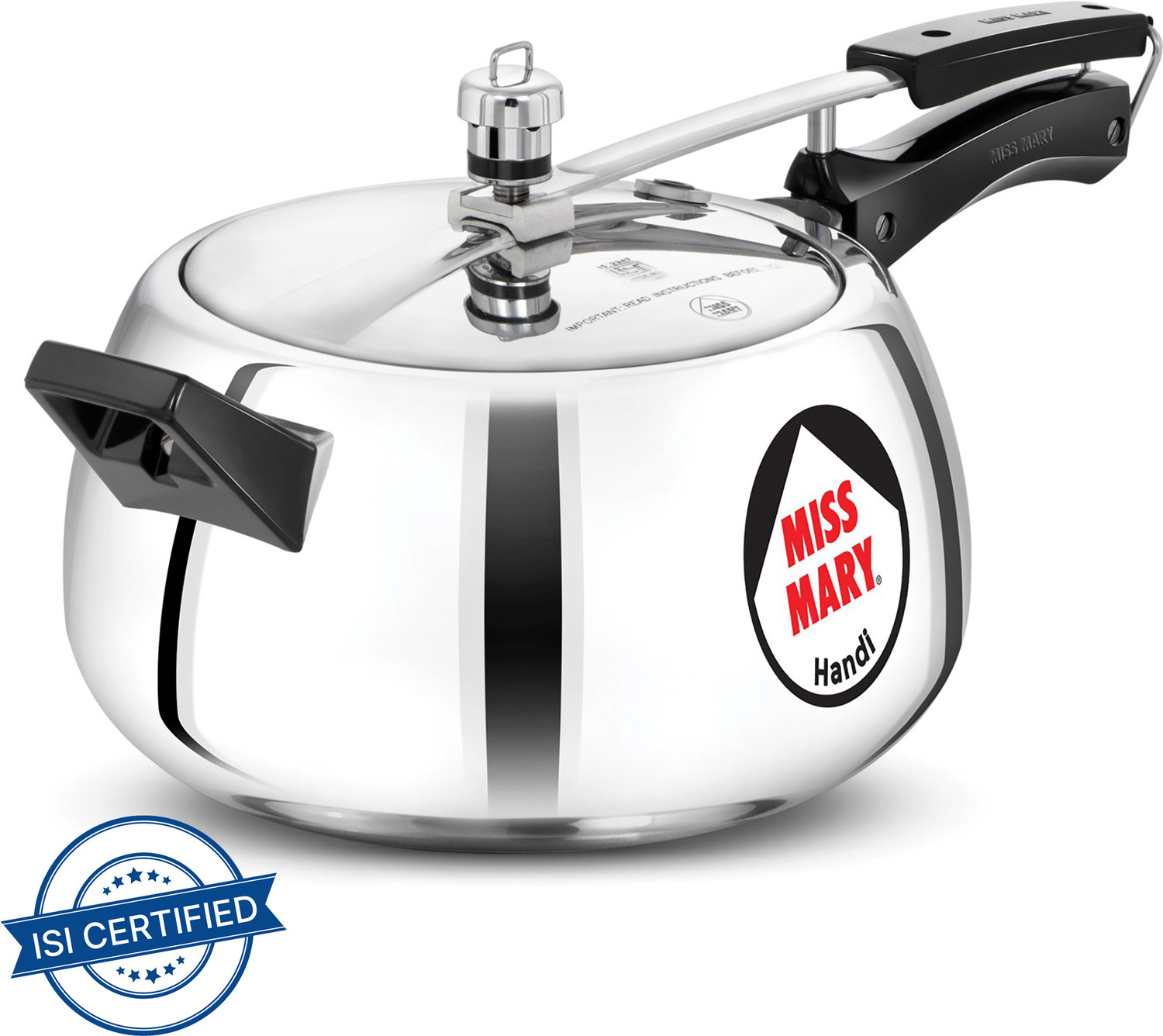 MISS MARY Hawkins 5L Handi Pressure Cooker – Silver, 5‑Pressure