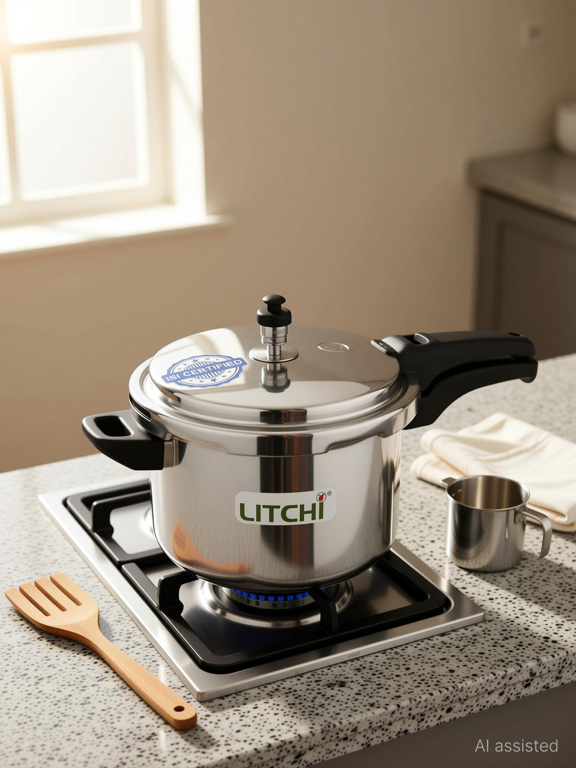 Image of Lakshmi Pressure cooker Tall, Induction Cooker, Outer Lid Pressure Cooker 1 L Induction Bottom Pressure Cooker (Aluminium)