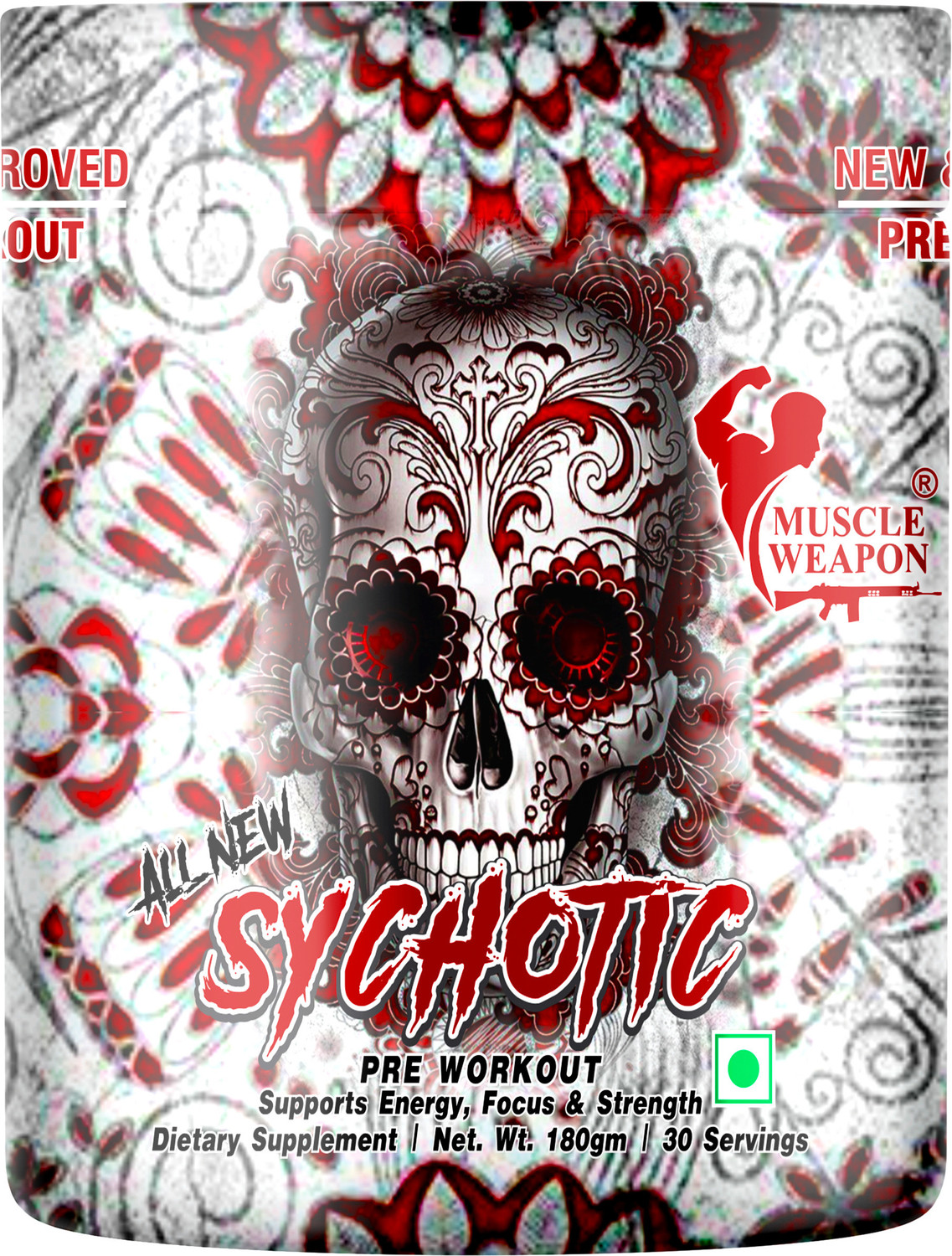Image of Muscle Weapon Sychotic Preworkout 30 servings| Energy | Focus | Pump Pre Workout (180 g, Blueberry)