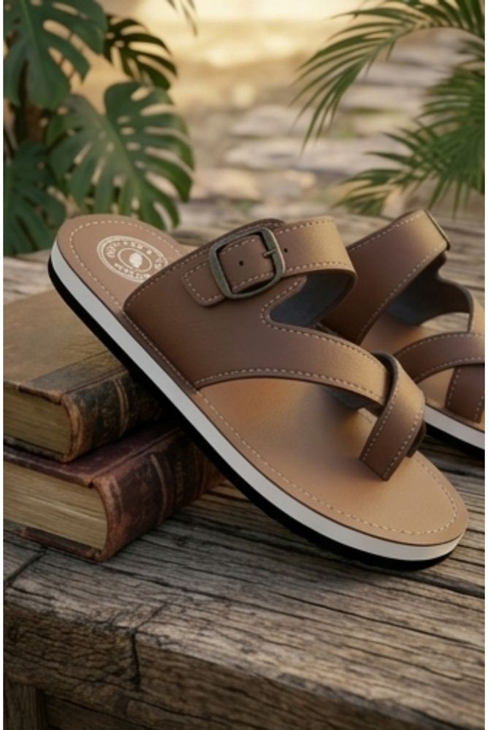 Image of Beto Plus Men Flip Flops (Brown , 10)