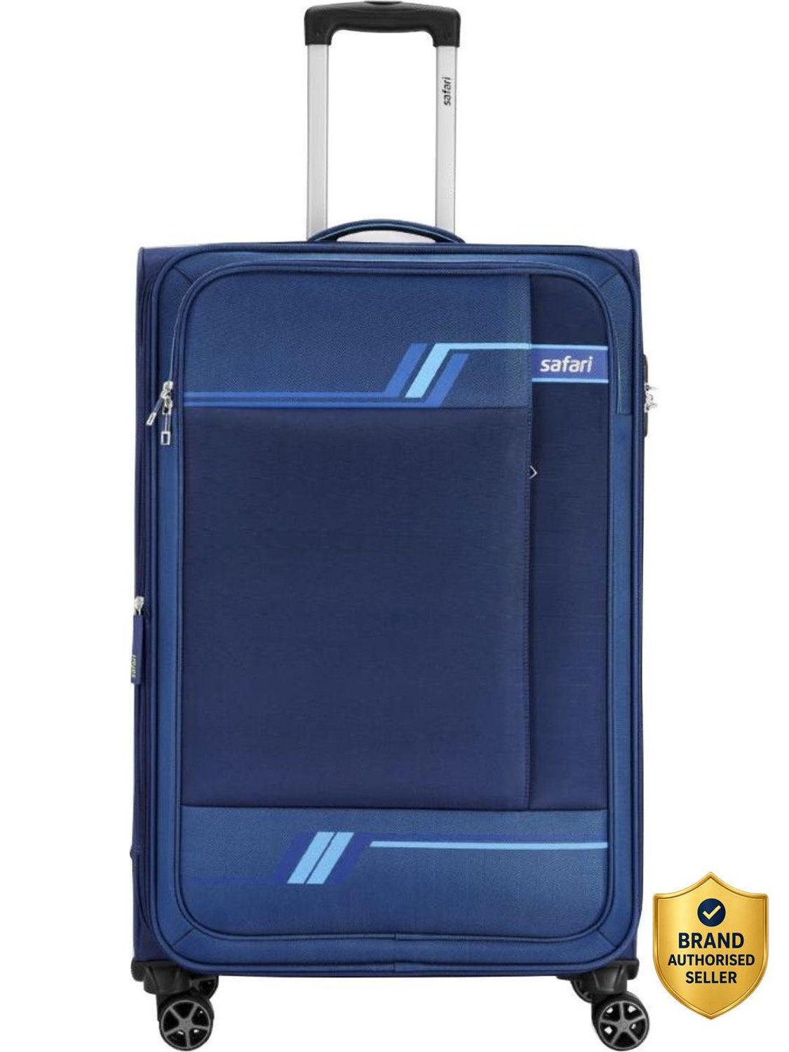 Image of SAFARI Large Check-in Suitcase (81 cm) 8 Wheels - Suitcase trolley bag with 360 Wheeling 8 Wheeler, Secure Zipper - Blue