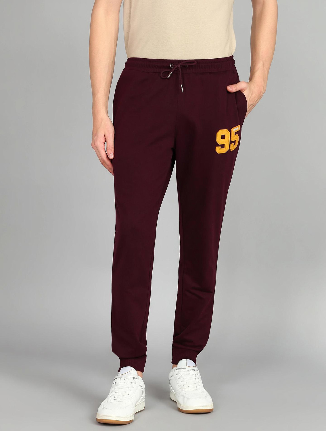 Alan Jones Solid Men Red Track Pants