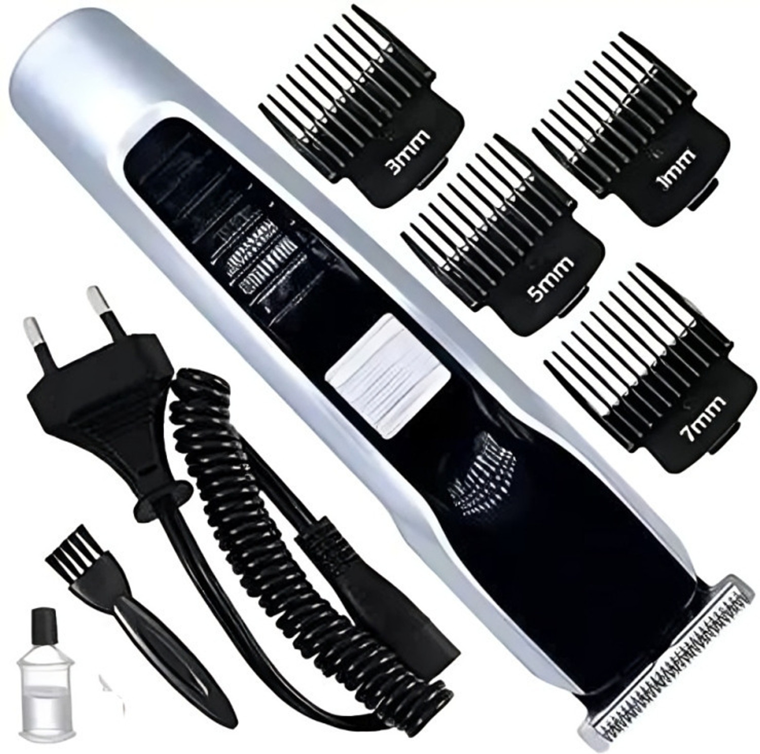 Image of Tradhi Beard & Hair 538 Trimmer Rechargeable Professional Hair Trimmer Fully Waterproof Fully Waterproof Trimmer 45 min Runtime 4 Length Settings (Silver, Black)