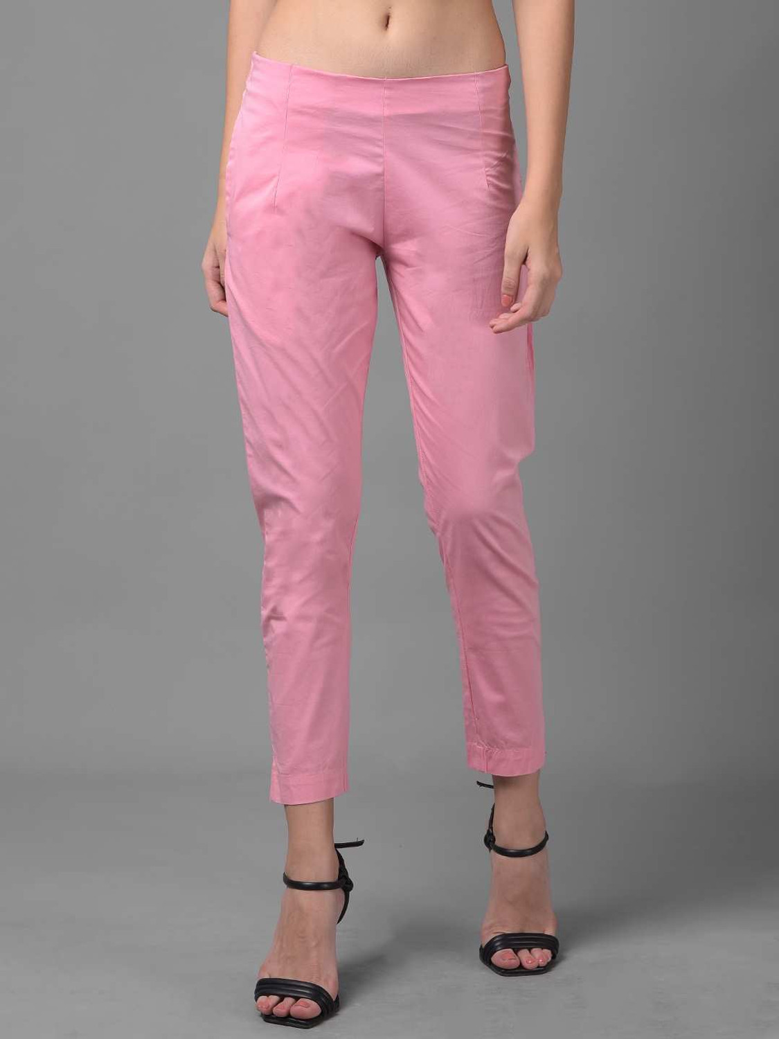 Image of AATTIREE VALLEY Women Regular Fit White Cotton Blend Trousers