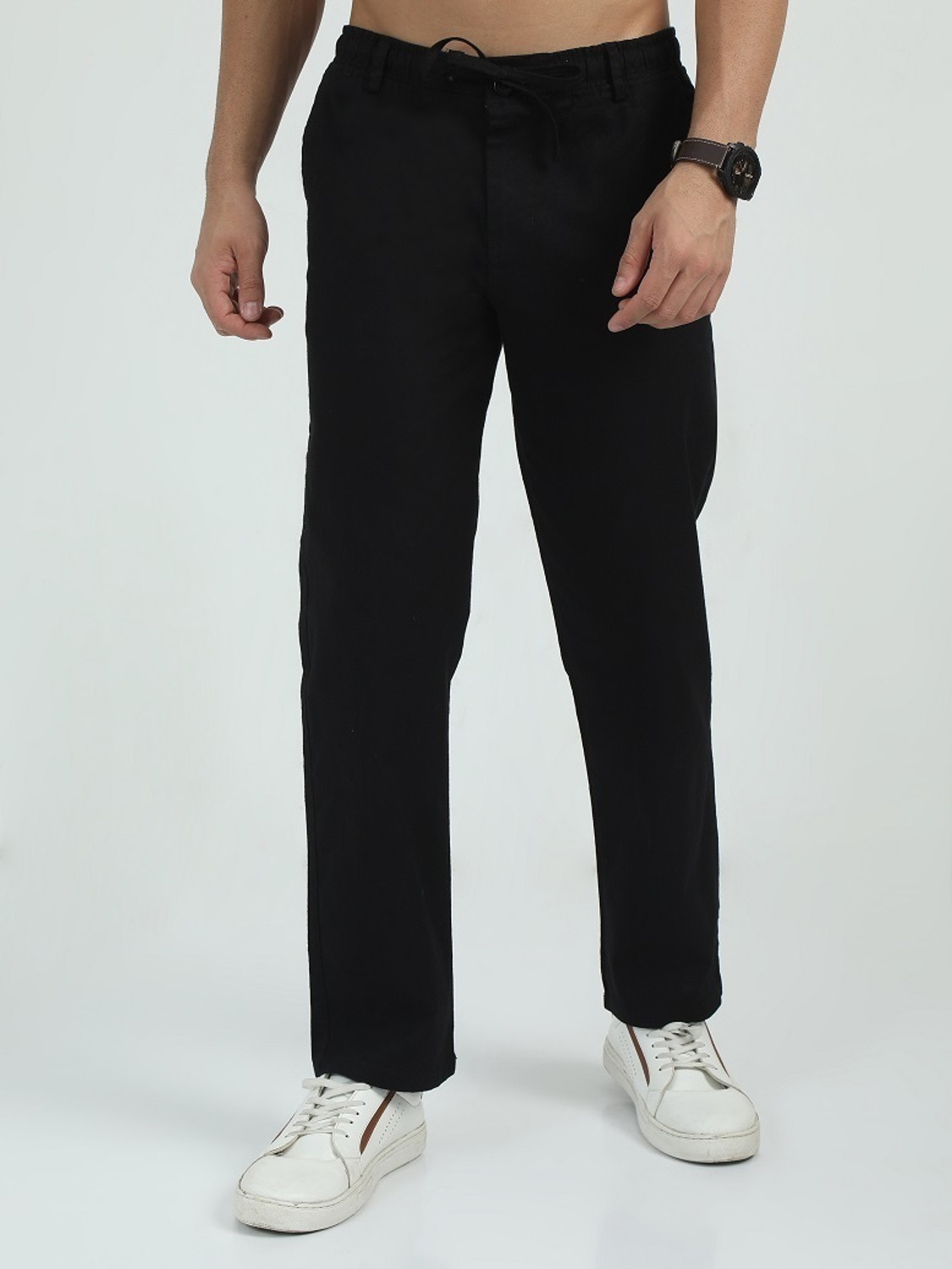 Bellaciao Men Black Relaxed Trousers – Comfortable Fit, ₹610