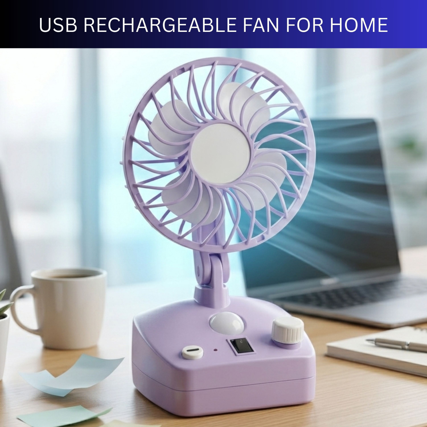 Image of DIGITRENDS Portable table Fan,Powerful desk Fan 1200 mah for kitchen indoor and outdoor table fan display Rechargeable Fan (White)