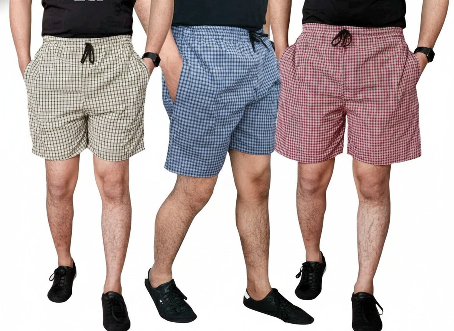 Image of FLYZEN Pack of 2 Solid Men Grey Regular Shorts