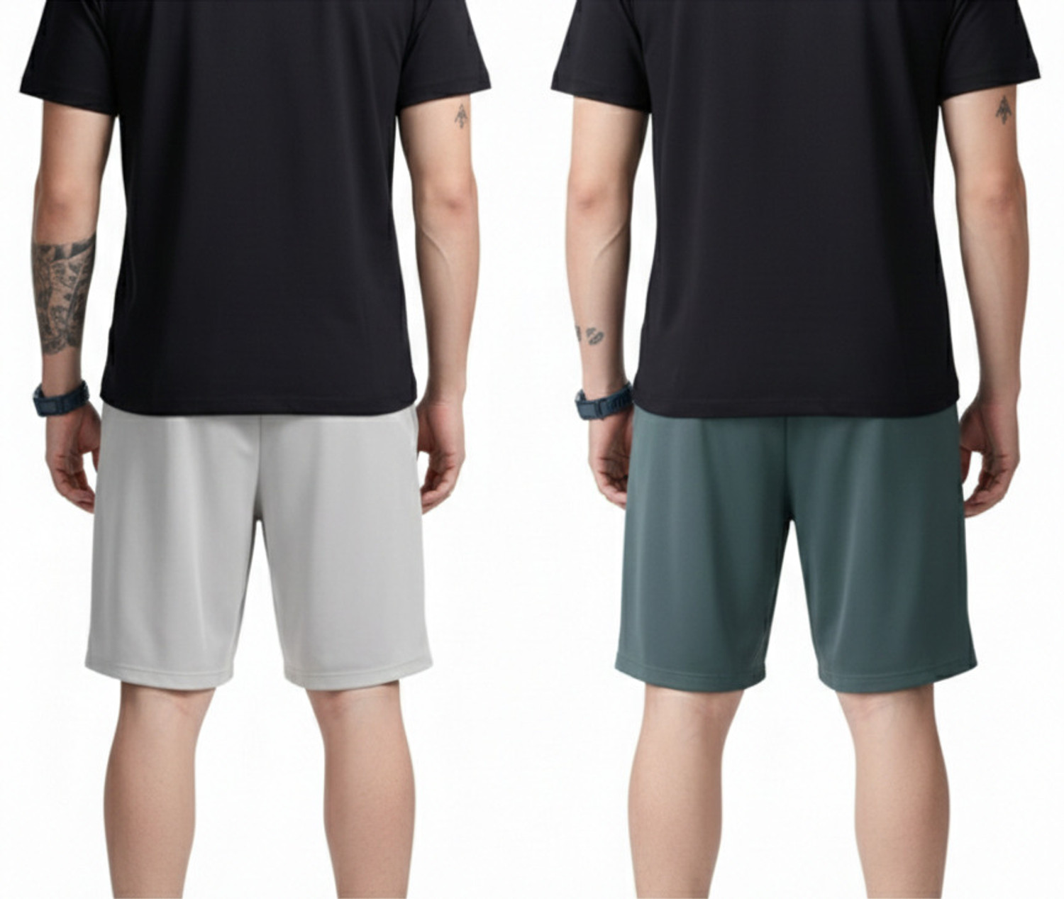 Image of FLYZEN Pack of 2 Solid Men Grey Regular Shorts