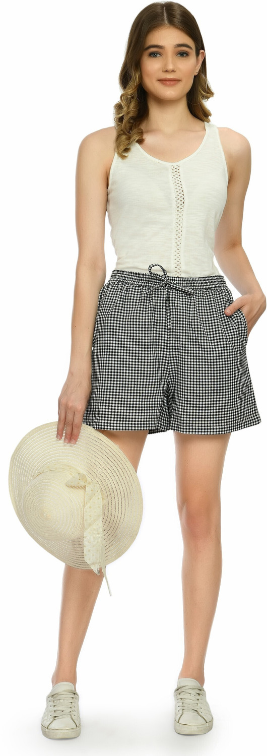 Image of KLART Pack of 2 Checkered Women Black Regular Shorts