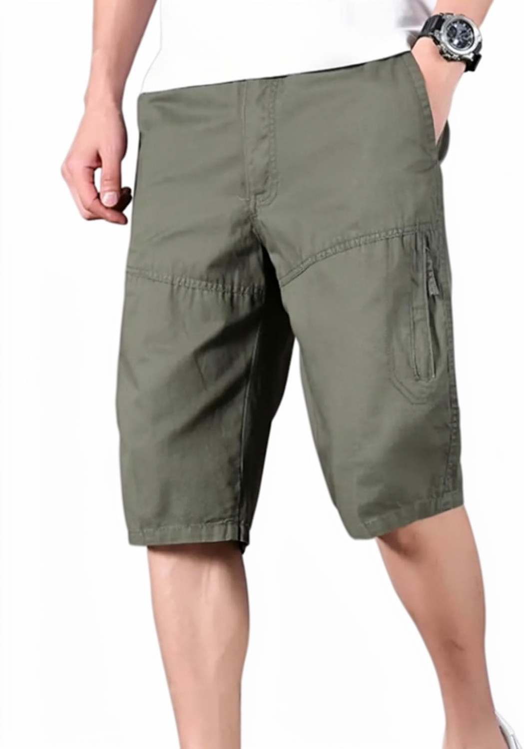 Image of Avesgarments Solid Men Green Casual Shorts