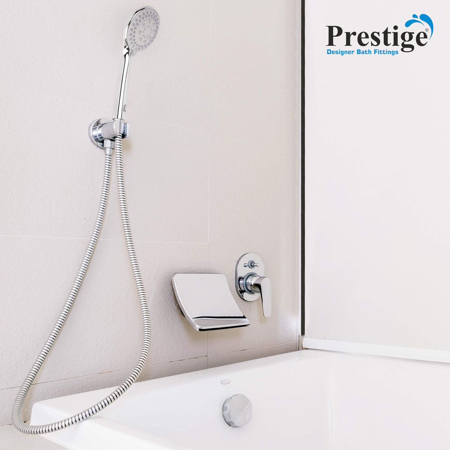 Image of Prestige 5 Function C-2 (ABS) 1.5mtr Flexible SS Tube And Wall Hook Shower Head