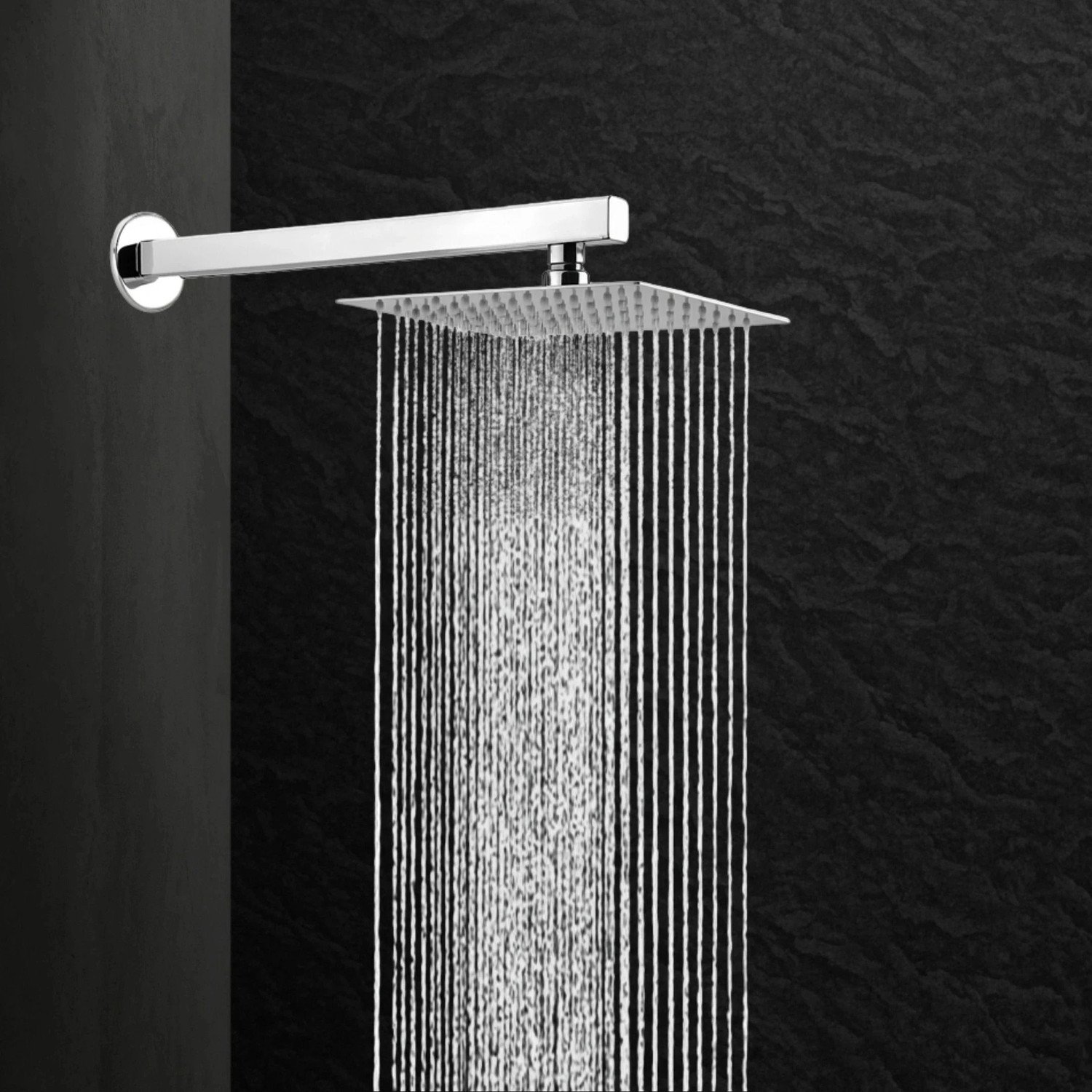 KAMAL Rain Shower Stainless Steel Ultra Slim 8x8 Inch with 15 Inch Long Shower Arm Shower Head