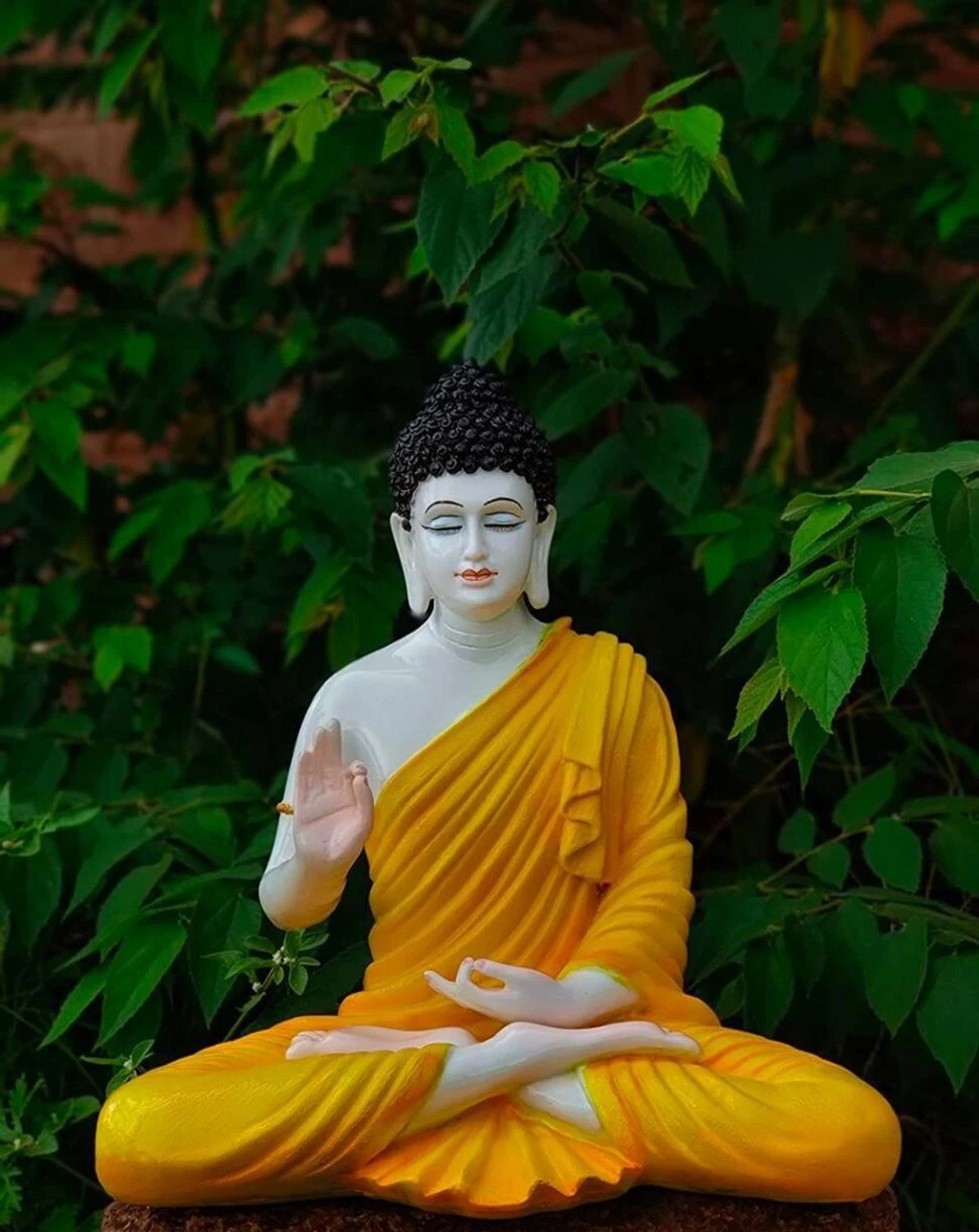 Image of MCrafts kamal buddha beej color 15 inch for home office decor indoor water fountain Decorative Showpiece - 43 cm (Resin, Beige)