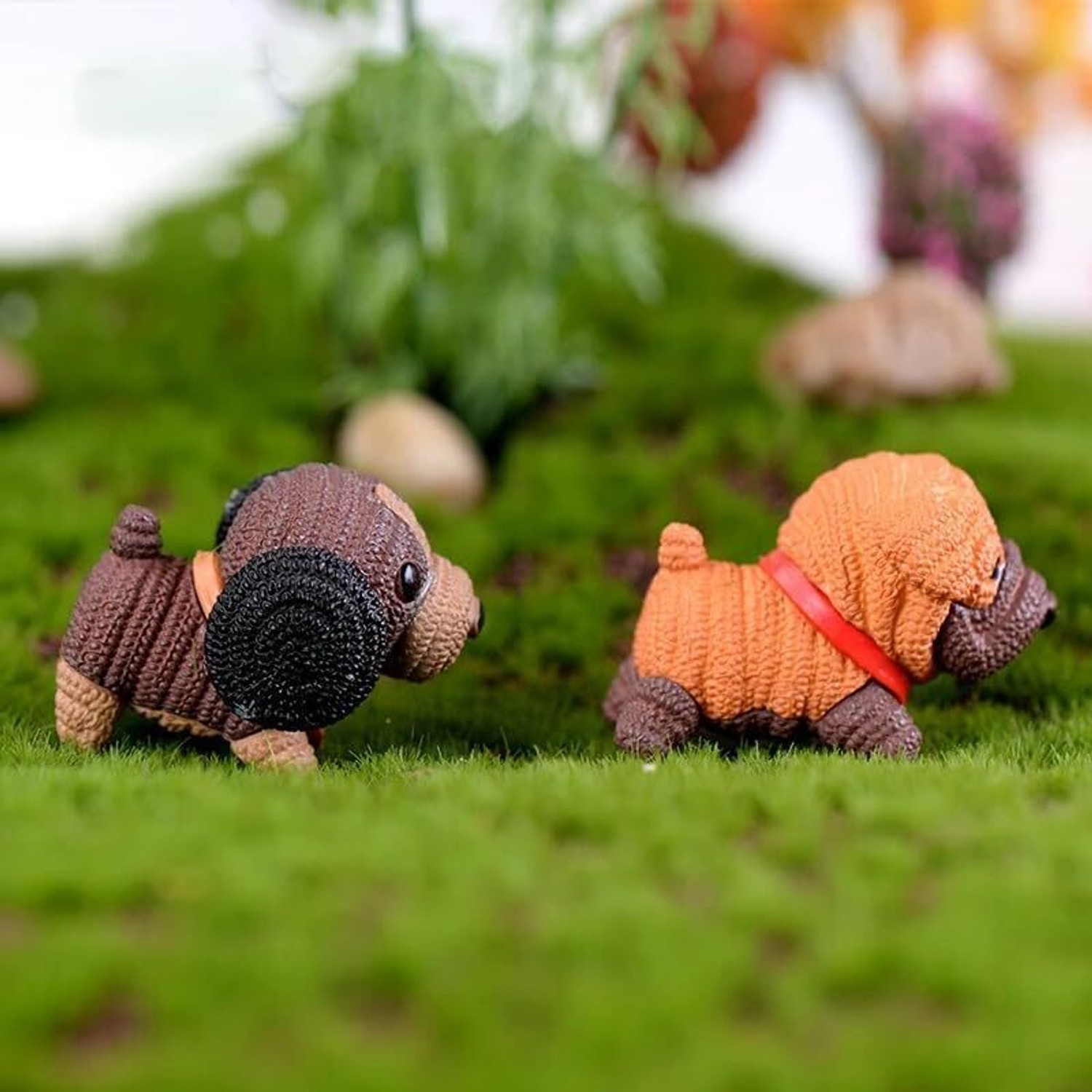 Image of Satyam Kraft 4 Pcs Dog Miniature Set for Cake Topper Doggies Playset Punny Series Decorative Showpiece - 5.5 cm (Polyresin, Multicolor)