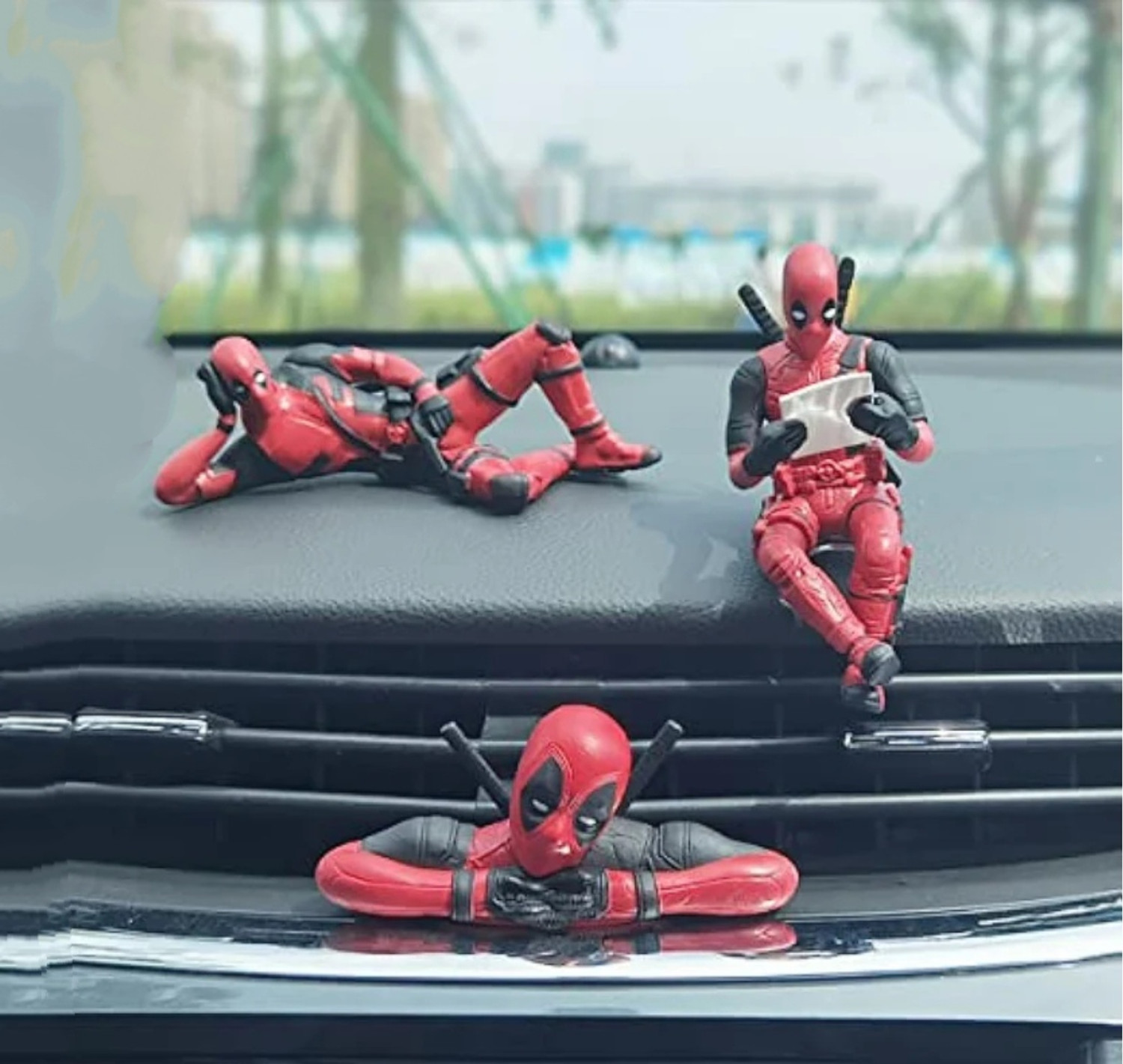 LAVITRA Deadpool - Action Figures 3 Figures Set Most Loved Comic Super Hero Car Interior Decorative Showpiece - 10 cm