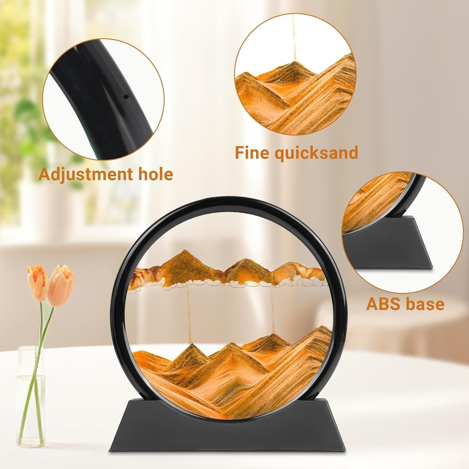 Image of Radhesales Moving Sand Art Picture Frame - 3D Liquid Motion Sandscape Painting. Decorative Showpiece - 10 cm (Plastic, Multicolor)