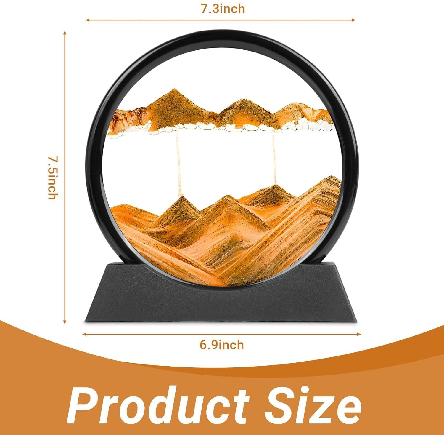Image of Radhesales Moving Sand Art Picture Frame - 3D Liquid Motion Sandscape Painting. Decorative Showpiece - 10 cm (Plastic, Multicolor)