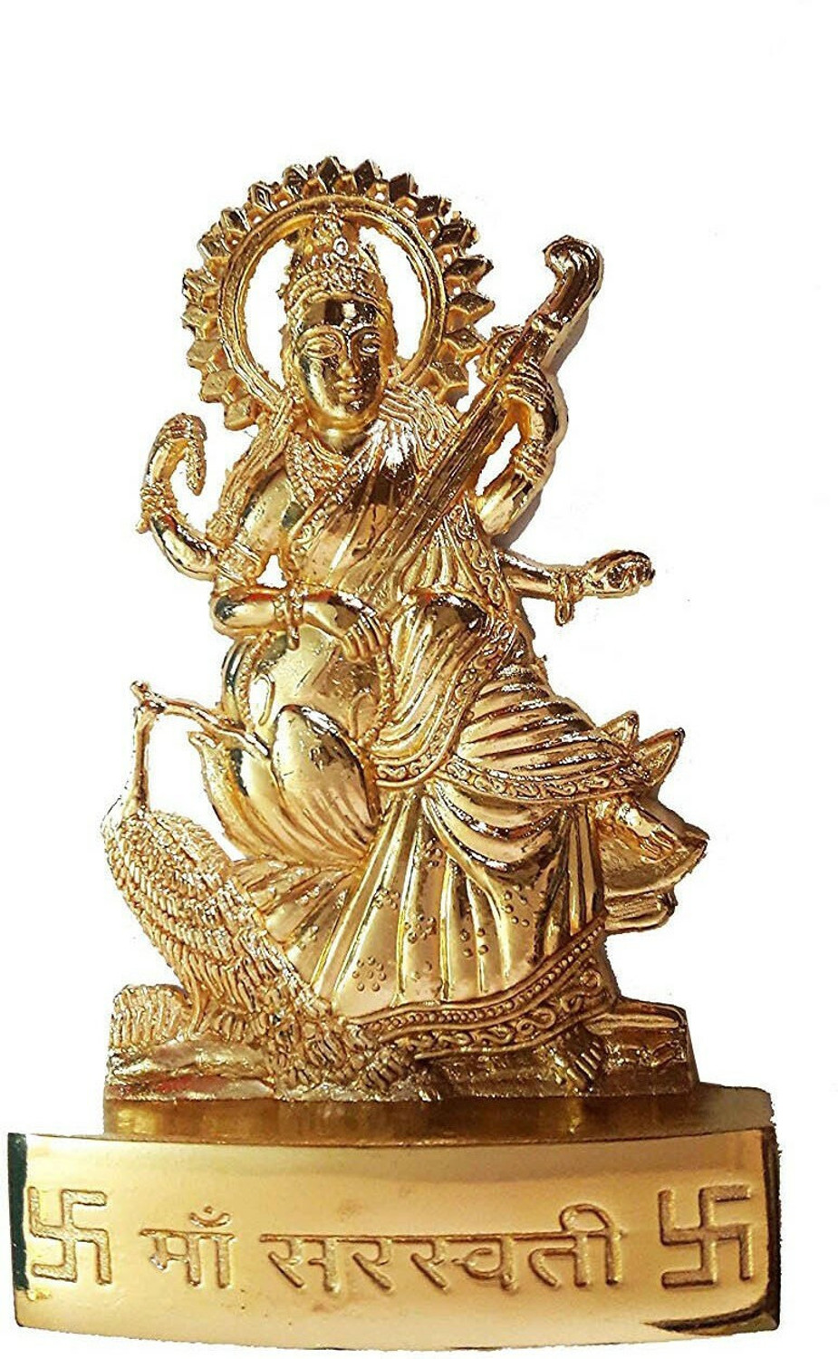SK Craft Metal Goddess Maa Saraswati Statue Study Devi Handicraft Deco