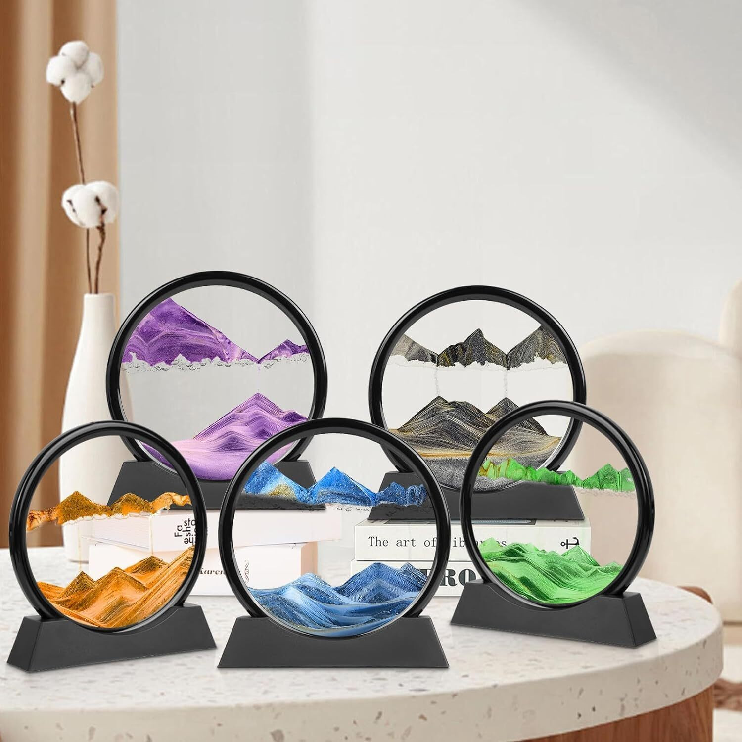 Image of Radhesales Moving Sand Art Picture Frame - 3D Liquid Motion Sandscape Painting. Decorative Showpiece - 10 cm (Plastic, Multicolor)