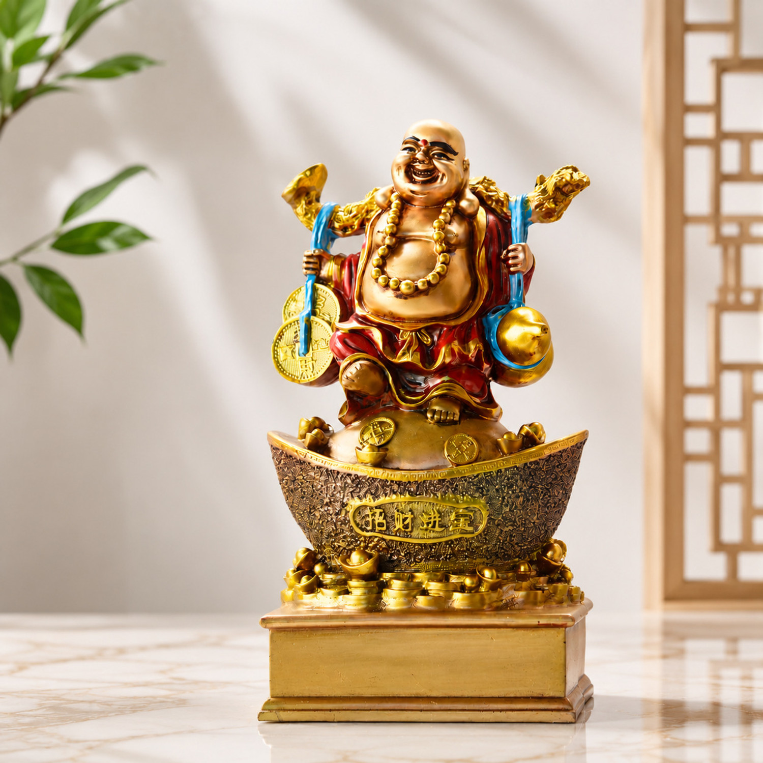 Image of MCrafts kamal buddha beej color 15 inch for home office decor indoor water fountain Decorative Showpiece - 43 cm (Resin, Beige)