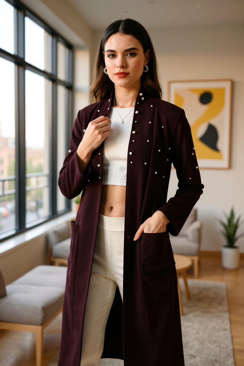 Image of Sera Women Longline Full Sleeve Multicolor Shrug