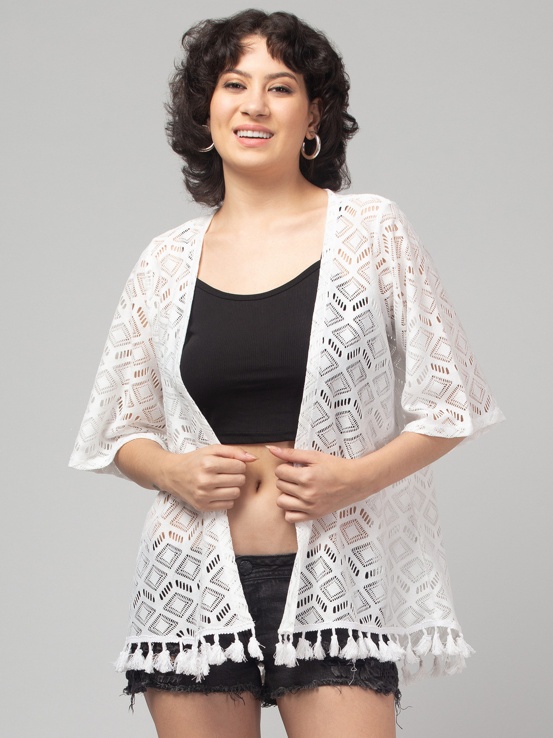 Image of Sera Women Longline Full Sleeve Black Shrug