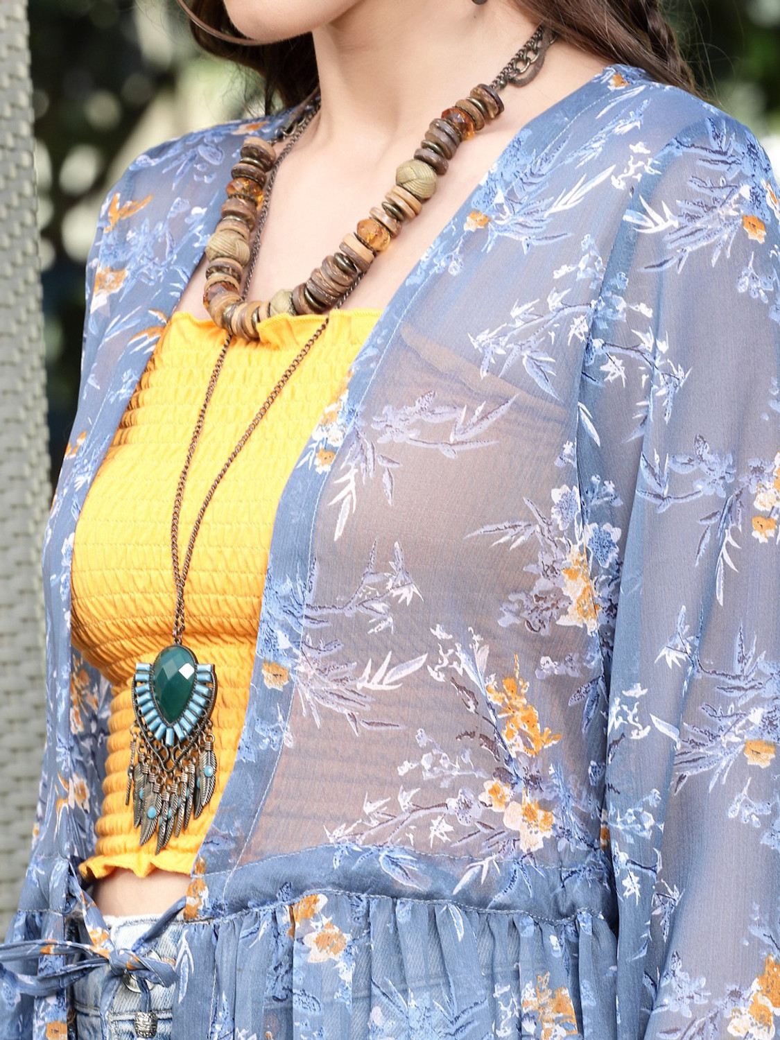 Image of Sera Women Longline Full Sleeve Multicolor Shrug