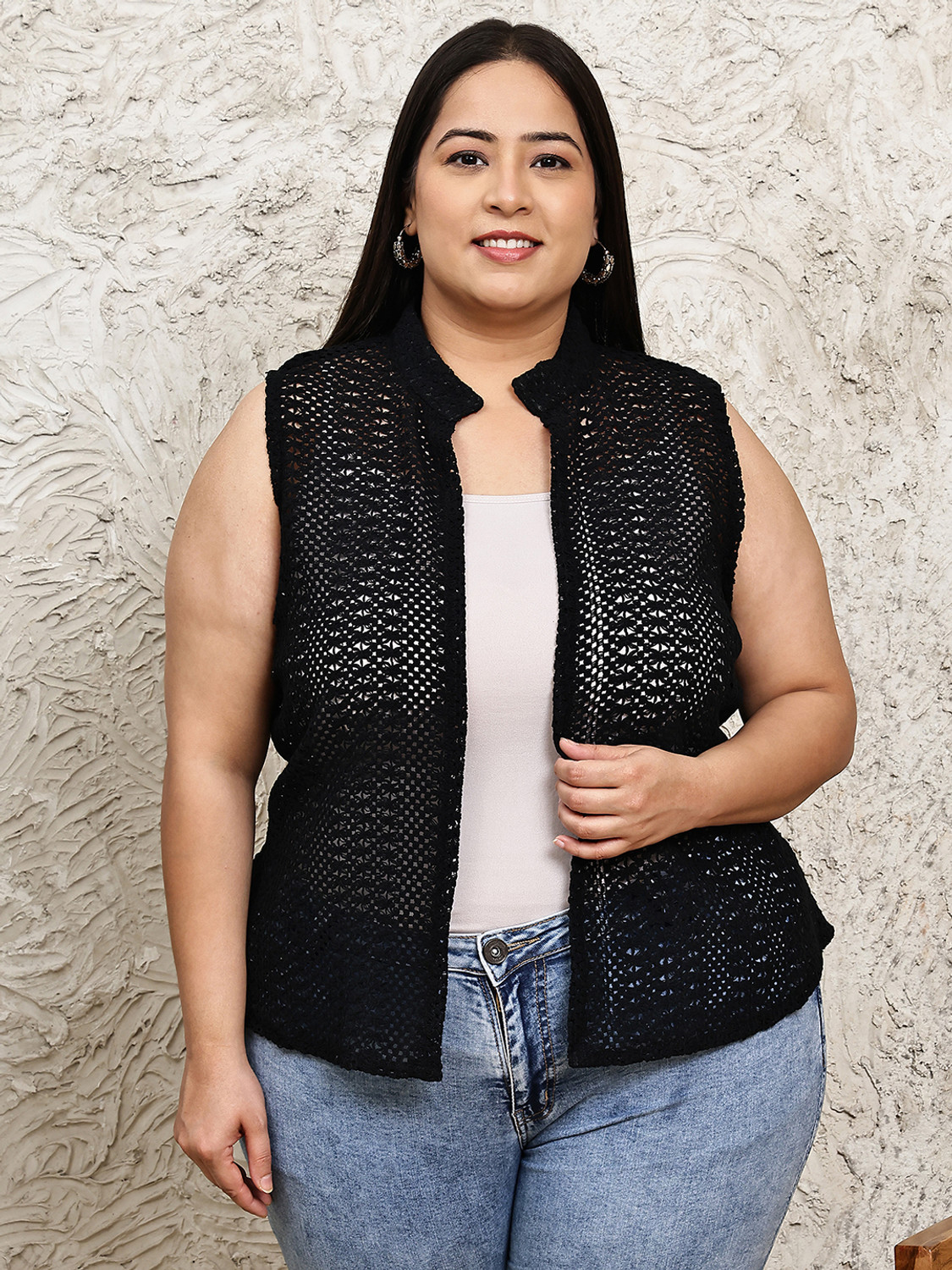 Image of Sera Women Longline Full Sleeve Multicolor Shrug