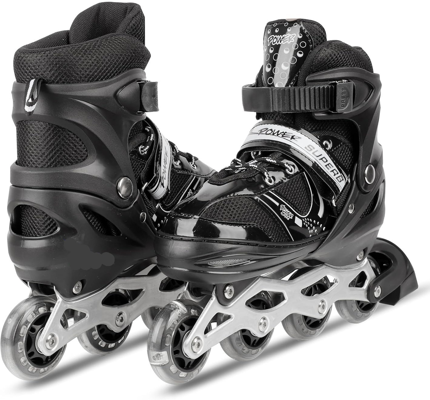 SPEEDYZONE Inline Skating Shoes Adjustable Size LED Wheels Skates for Kids Boys Girls In-line Skates - Size 7-10 UK