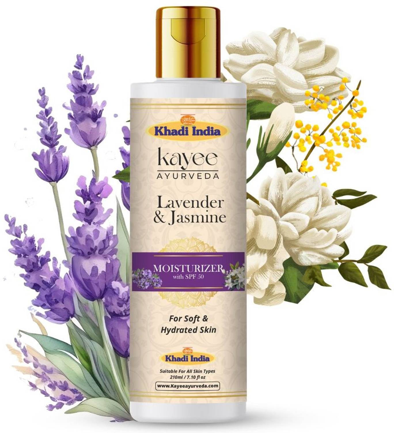 Kayee Ayurveda Sunscreen - SPF 50 PA+++ Khadi Lavender & Jasmine SPF 50 Moisturizer with Sun Protection