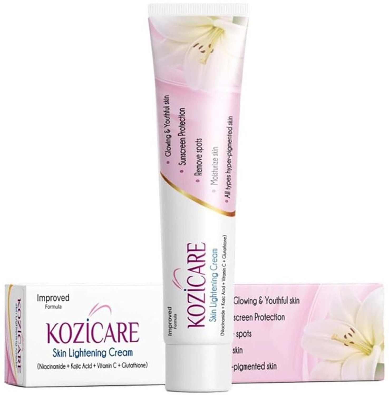 Kozicare Skin Lightening Cream with Kojic Acid, Arbutin, Glutathione |