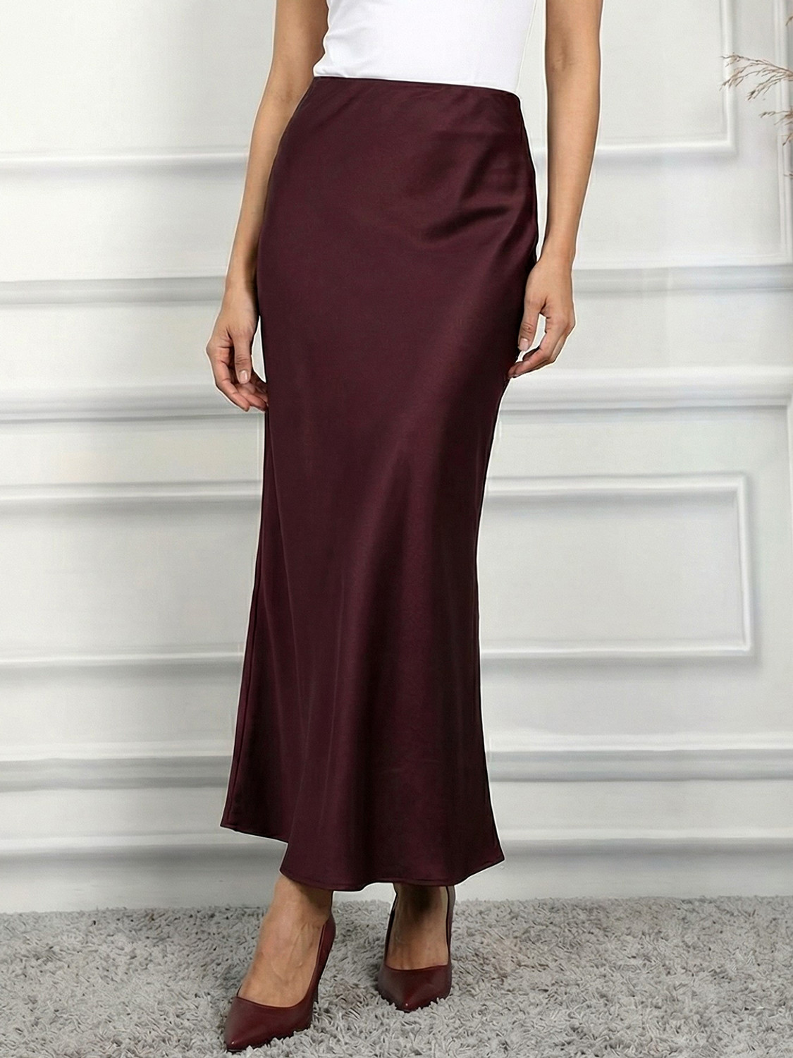 Addyvero Solid Women A-line Maroon Skirt