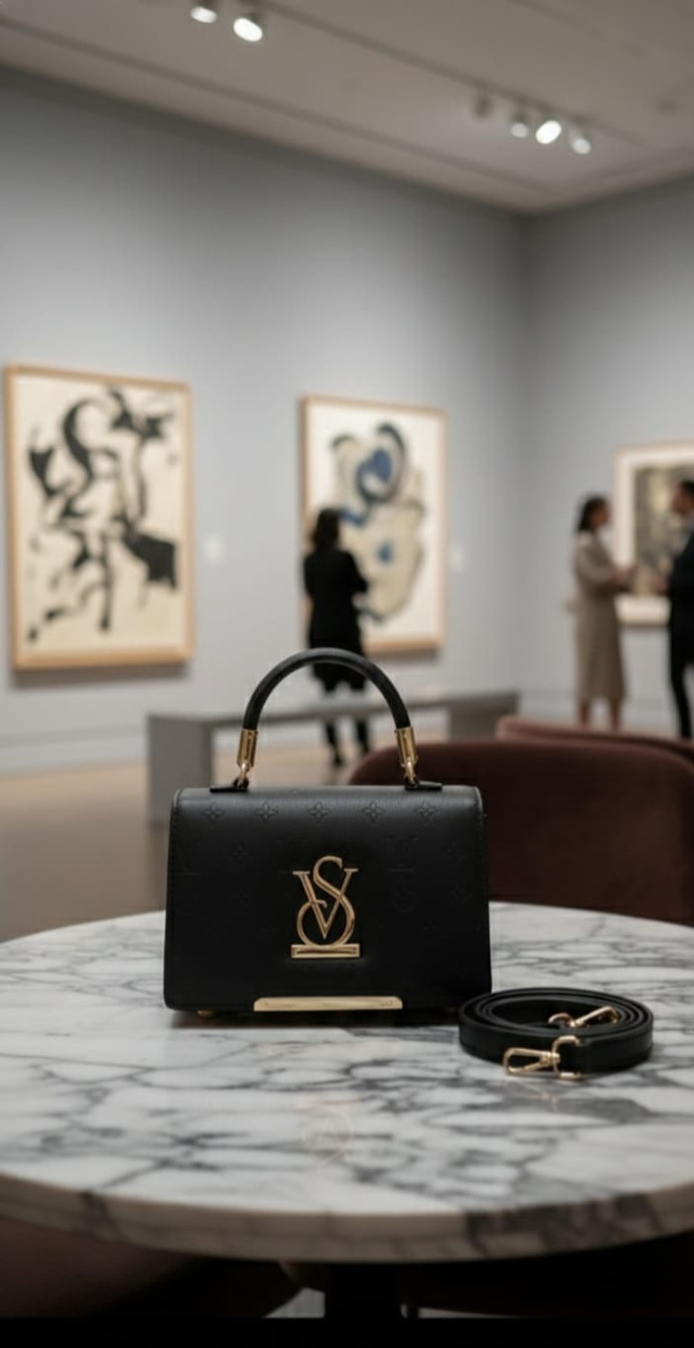 Image of SYL Black Women Clutch - Mini Black Sling Bag Saint Laurent envelope crossbody