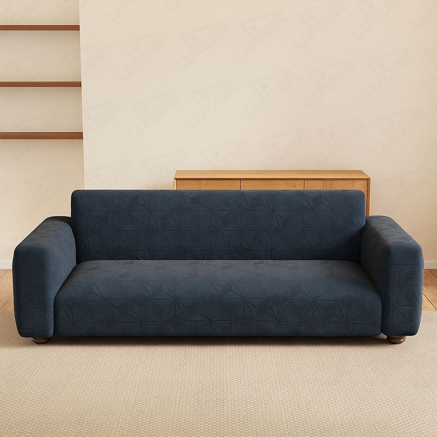 Image of LUKZER Jacquard 2 Seater Sofa Abstract Cover (Pack of 1 Pastel Deep Maroon Leaf Trail)