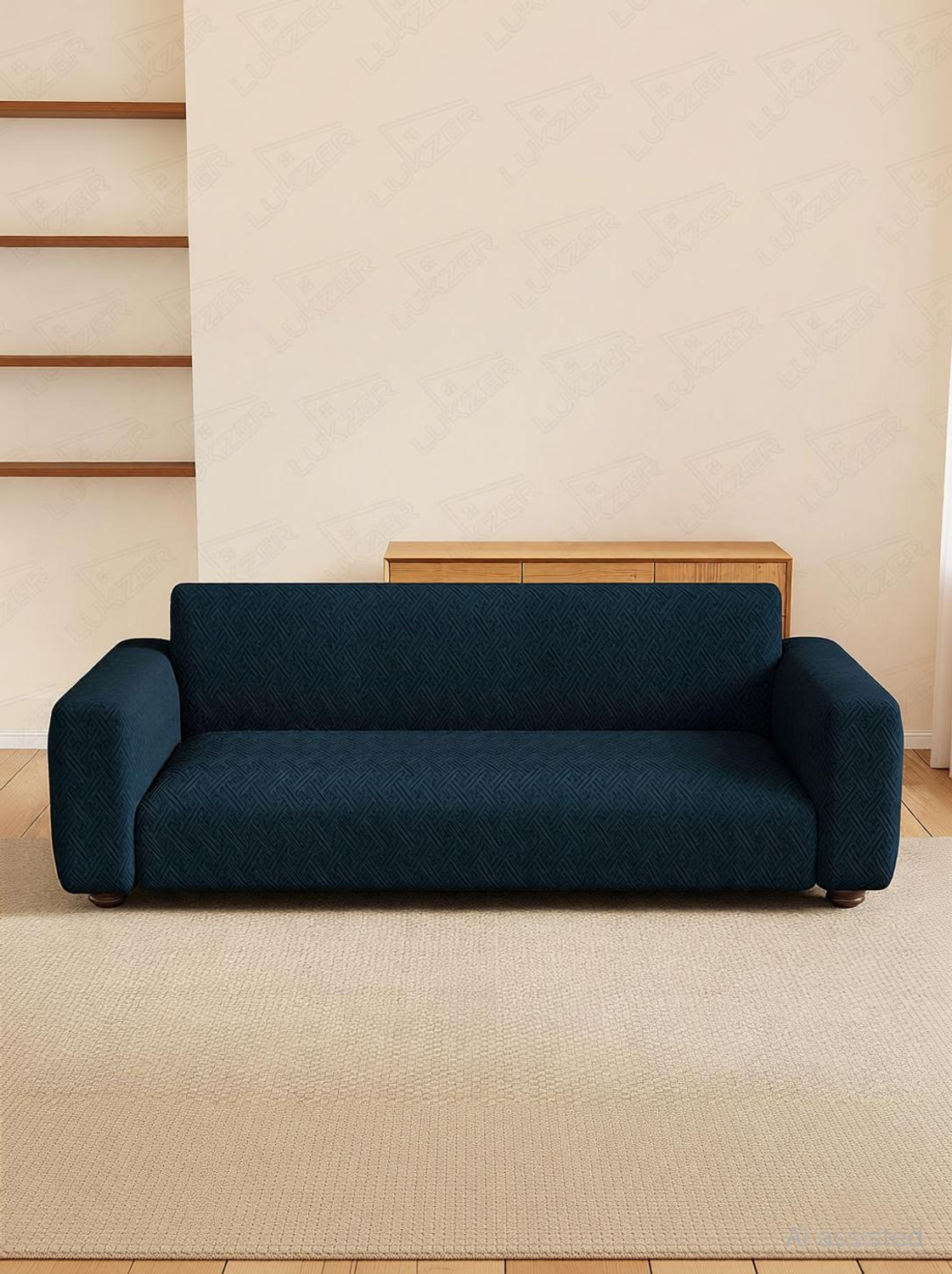 Image of LUKZER Jacquard 2 Seater Sofa Abstract Cover (Pack of 1 Pastel Deep Maroon Leaf Trail)