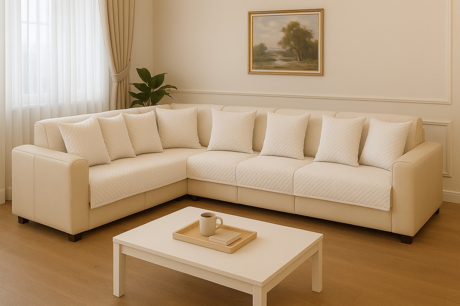Image of BIHARFT Fabric 3 + 1 + 1 Sofa Set (GREEN, DIY(Do-It-Yourself))