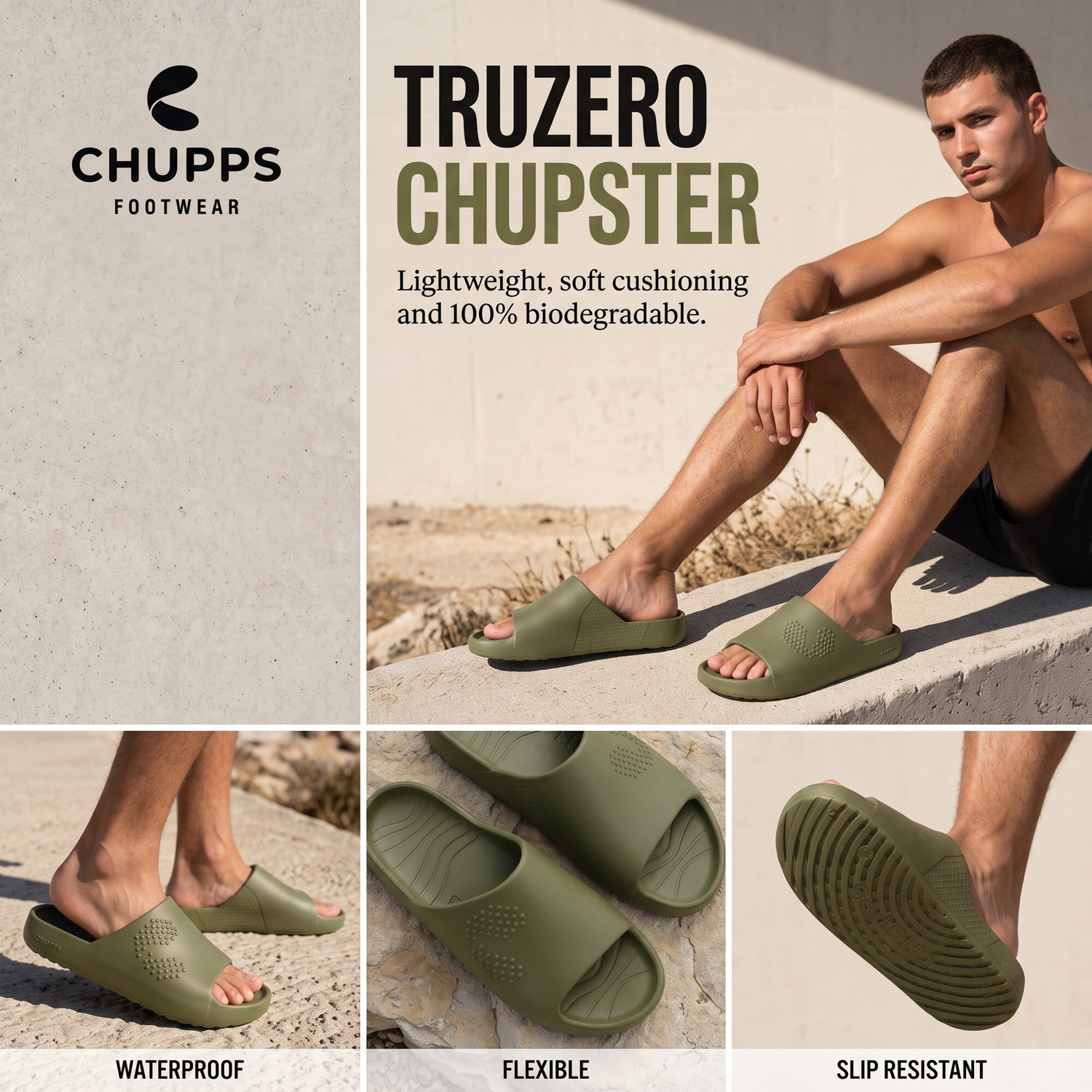 Image of Chupps Chupster Orthopaedic Everyday Comfort Cushioned AntiSkid Men Slides (Navy , 8)