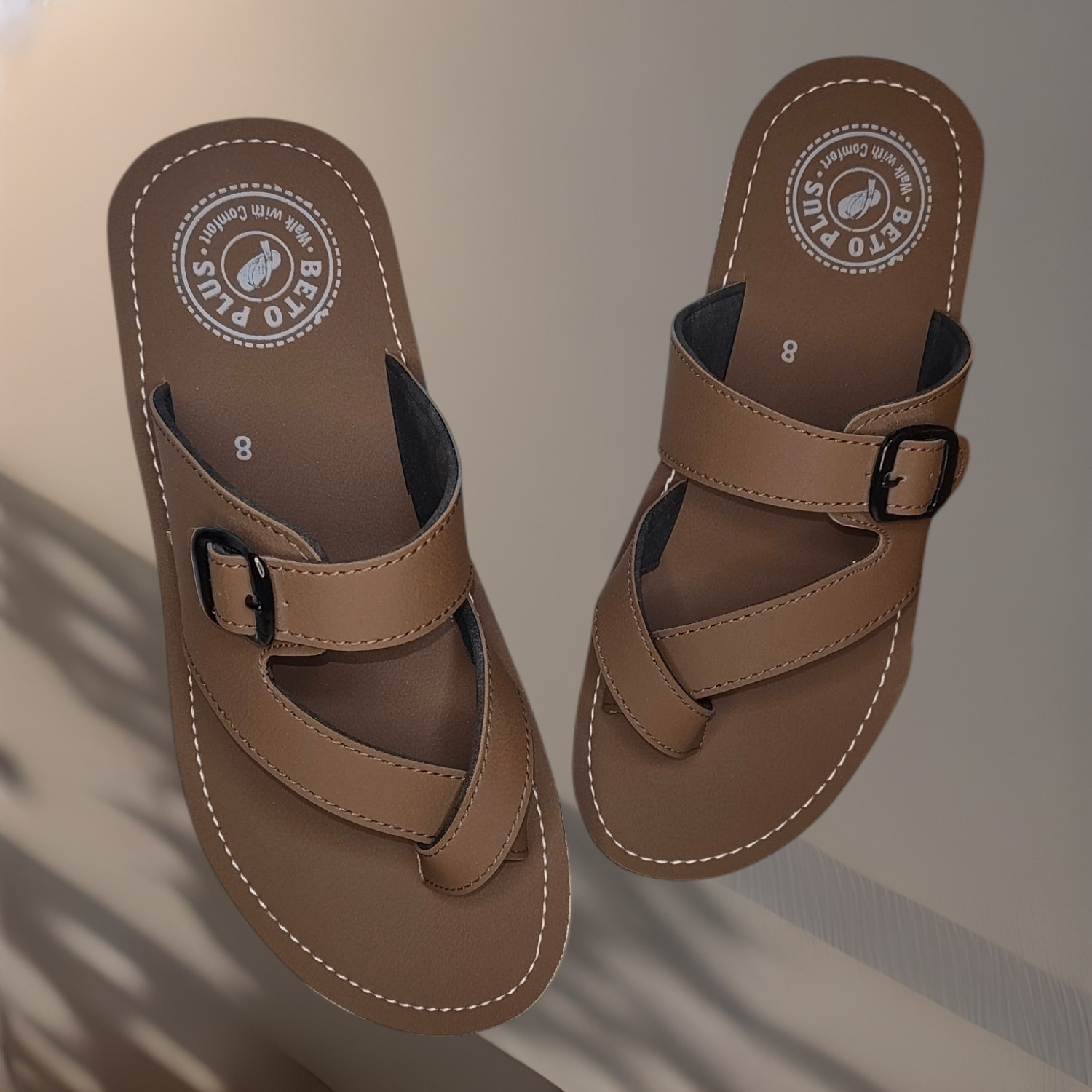 Image of Beto Plus Men Flip Flops (Brown , 10)