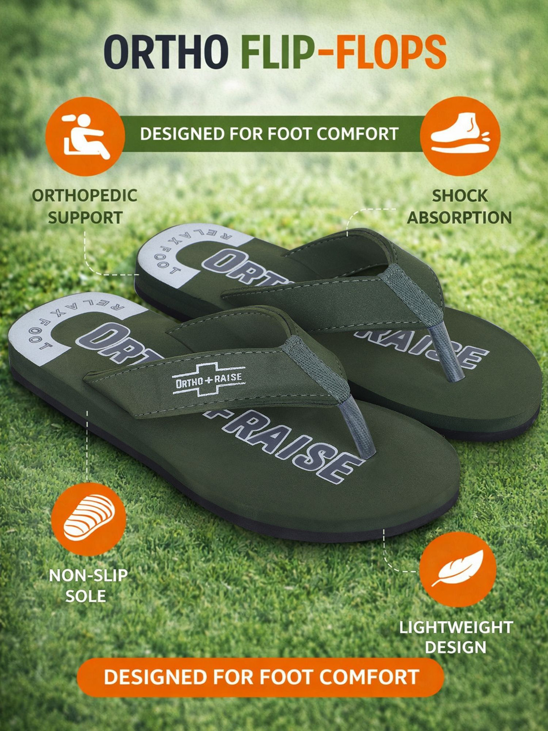 Image of ORTHORAISE Men Flip Flops (Grey , 8)