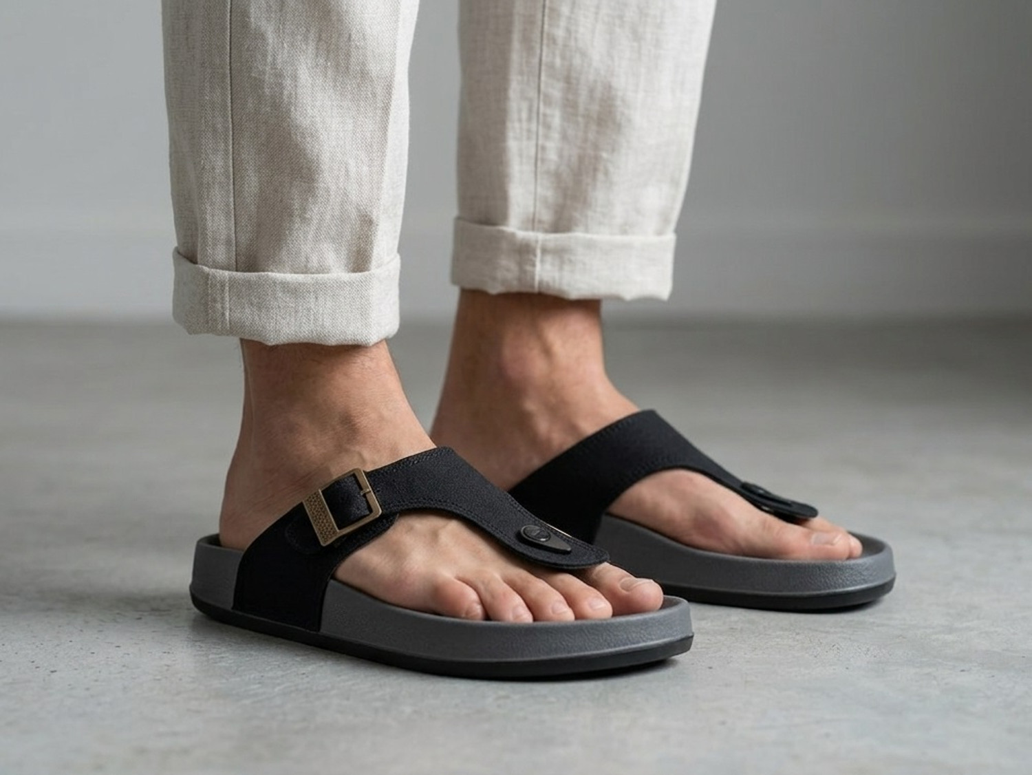 Image of BIRKENSTOCK Men Flip Flops (Black , 9)