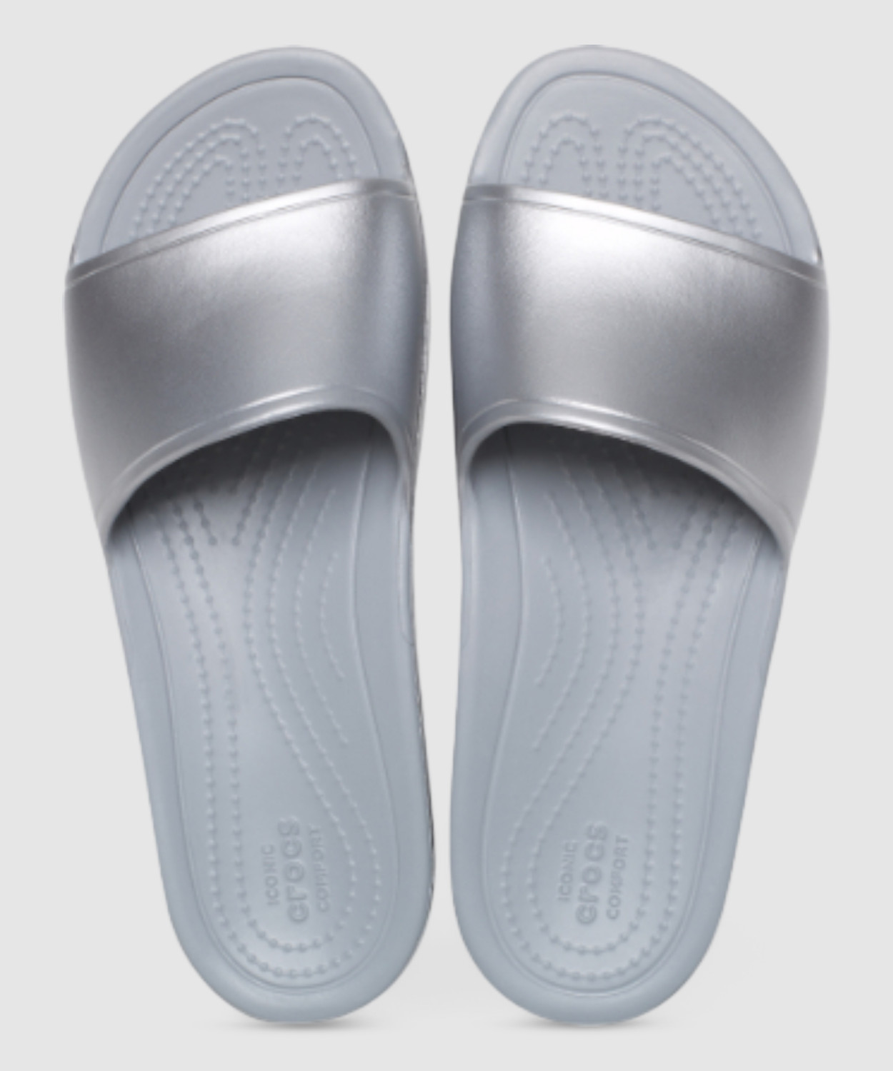 Image of CROCS Women's Kadee II Metallic Women Slides (Silver , 4 UK /India)